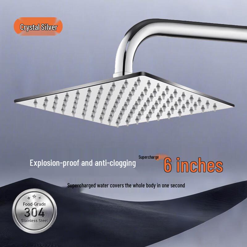 Fadery Swiss 304 Stainless Steel Square Rainfall Shower Head