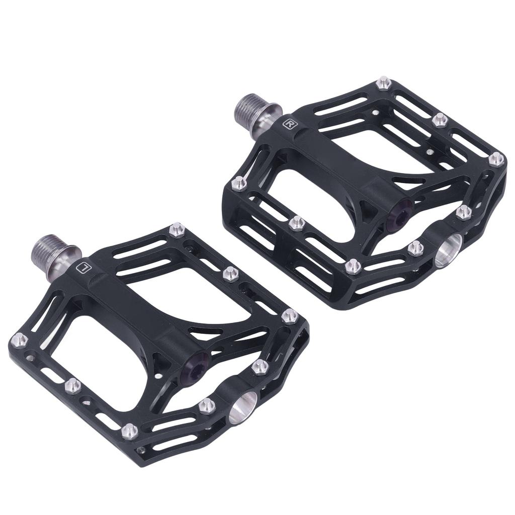 1 Pair Mountain Bike Pedals Universal Lightweight Titanium Alloy Road Bike Pedals for Road Mountain BMX MTB Bike Black