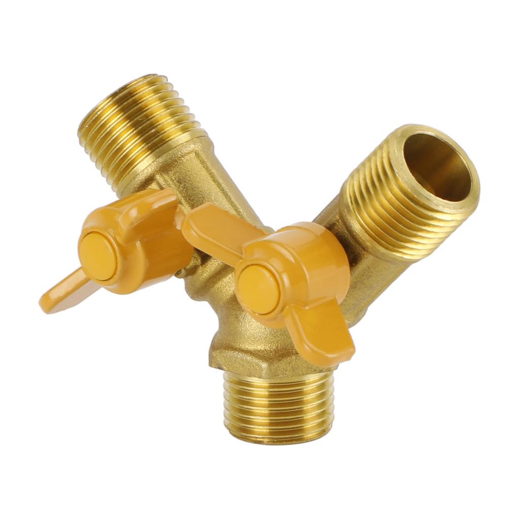 3 Way Shut Off Ball Valve 1/2" Hose Barb 2 Switch Brass Y Shaped Valve