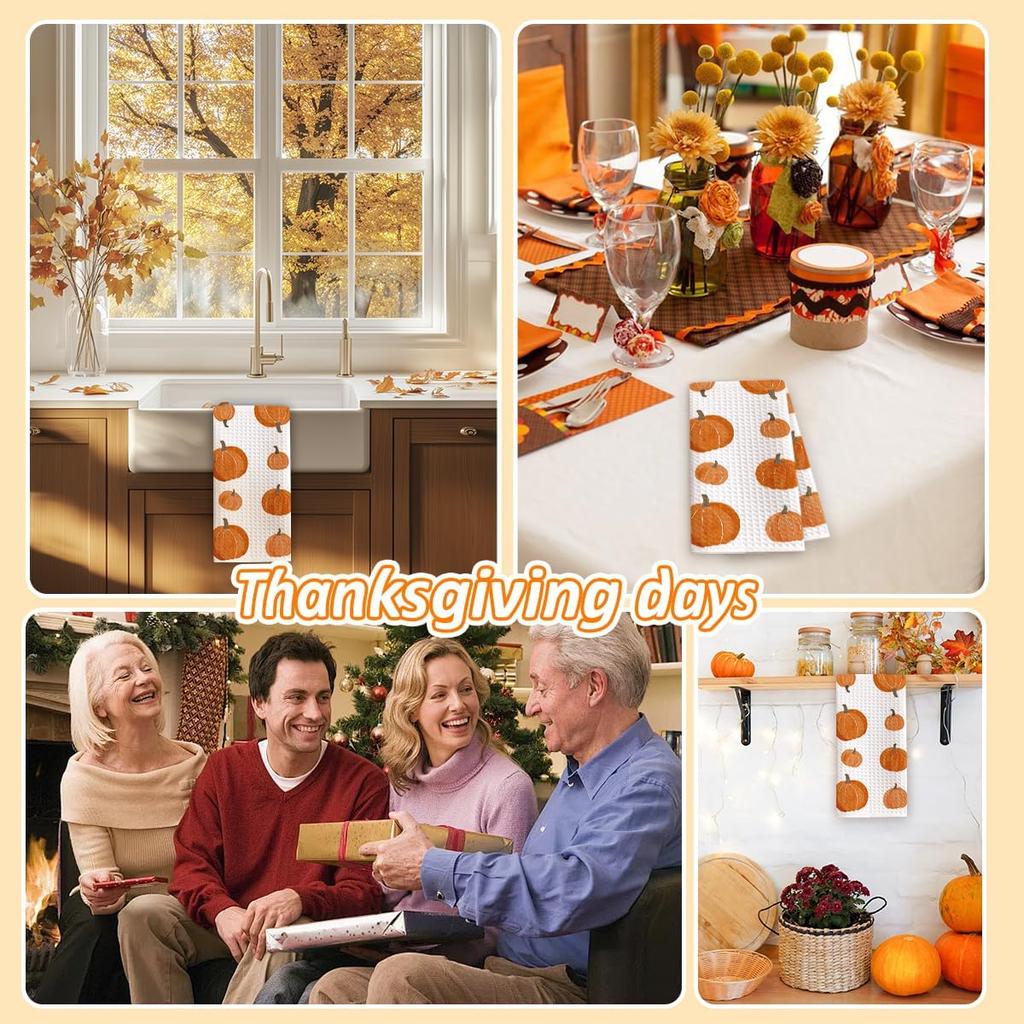 1PCS Thanksgiving Pumpkin Decor Hand Towels for Gifts Women,Farmhouse Watercolors Pumpkin Fall Kitchen Tea Towels and Dishcloths,Anthropology Autumn