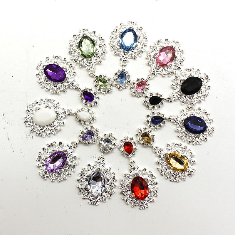 Diy Accessories Flower Plate Diamond Buckle Water Drop Gem Pendant Alloy Accessories Hair Accessories Headdress Material