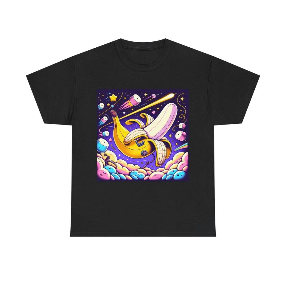 Unisex Adult T Shirt Banana Spaceship Cosmic Marshmallows Surreal S