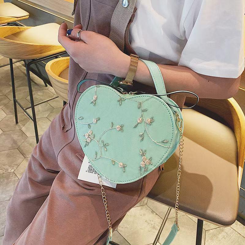 1 Pcs Women Pu Leather Shoulder Bag Leisure Spring Summer Heart-Shaped Handbag Crossbody Bags Zipper
