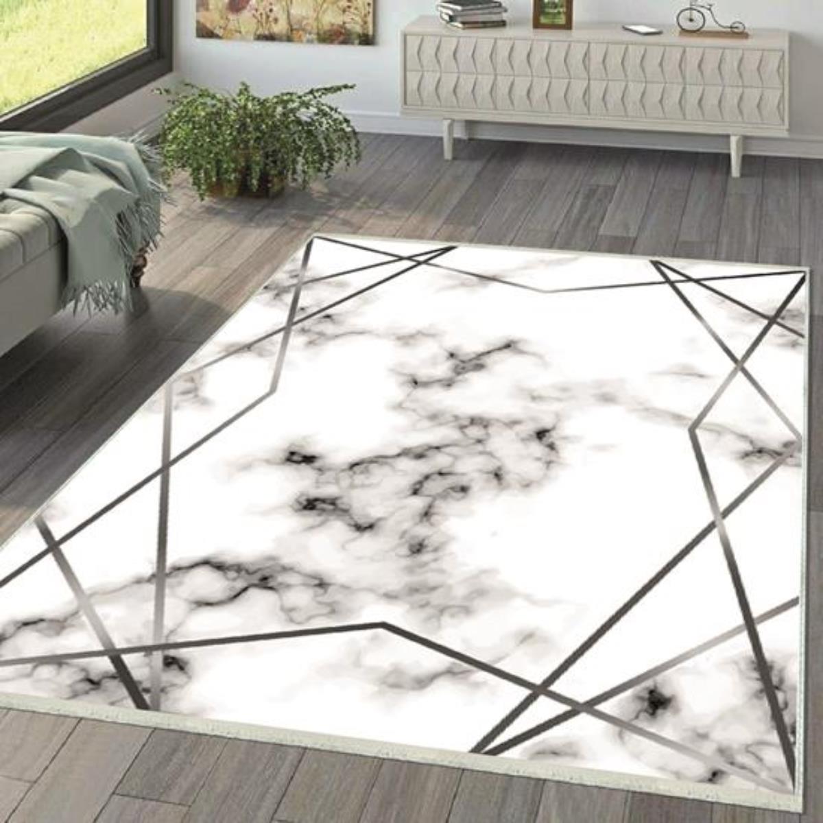 

Декоративный нескользящий моющийся ковер с цифровой печатью DOT-HT-327 40 x 60 белый