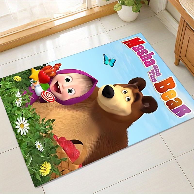 Masha Bear Adventure Carpet For Playroom Bedroom Living Room Sofa Home Decorkids Game Area Rug Nonslip Floor Mat