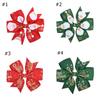 Christmas Barrettes Hair Accessories Printed Hair Clip Christmas Hair Bow For Kids Girls With Clip