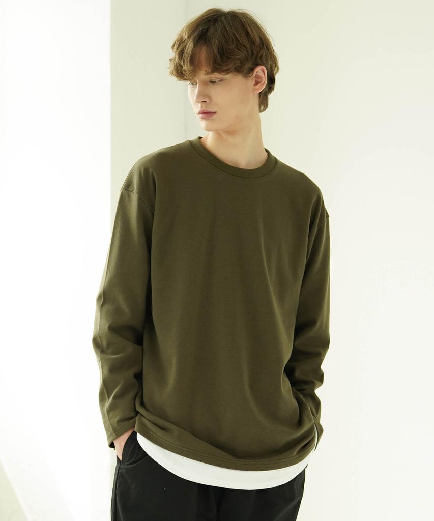 FP142 Double Cotton Plain Long Sleeve Tee Khaki Jhlt1273