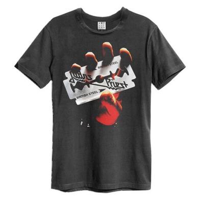 Judas Priest British Steel Amplified Vintage Charcoal T-Shirt