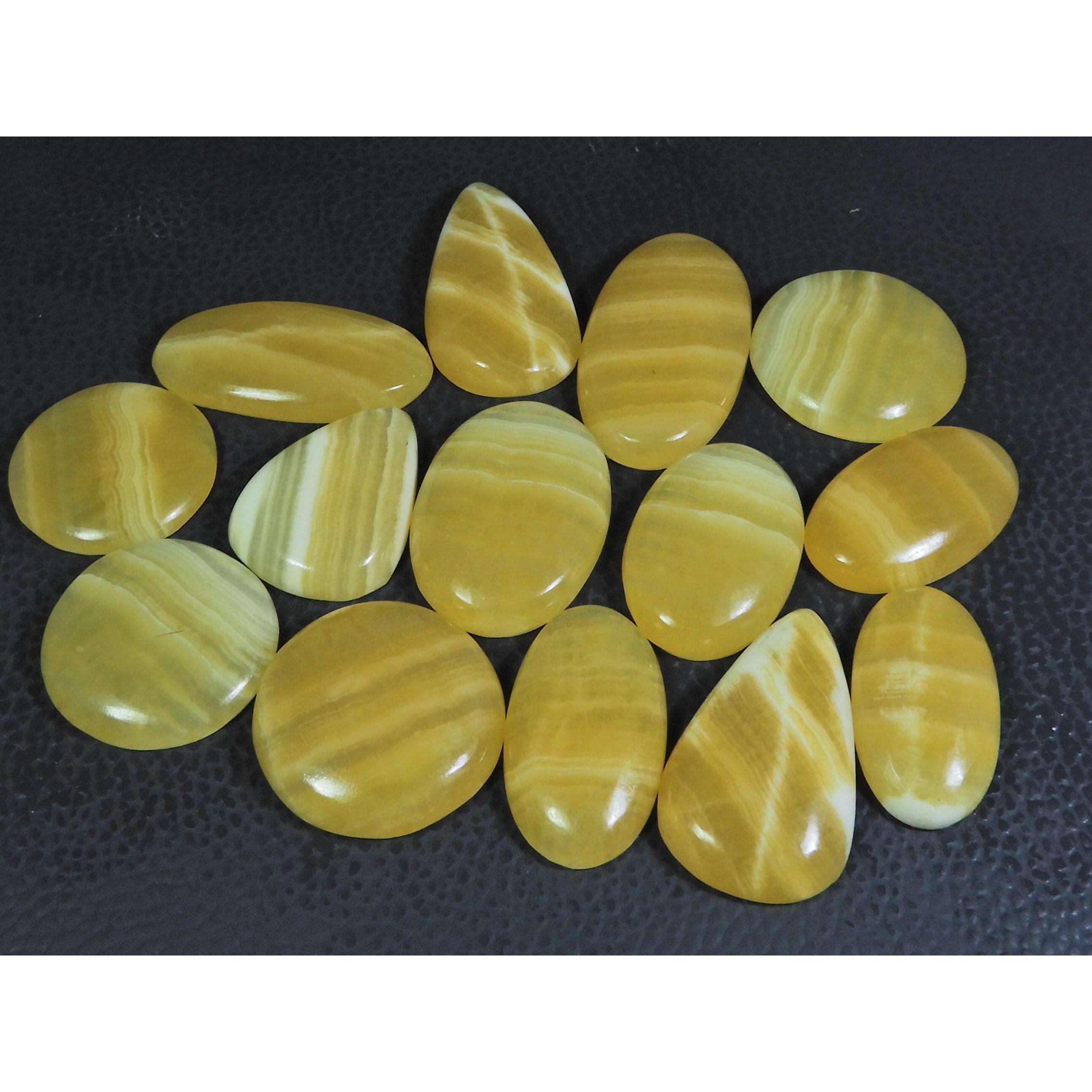 

422 карата. Натуральный желтый кружевной агат микс кабошон россыпь драгоценных камней лот 14 шт. C-234