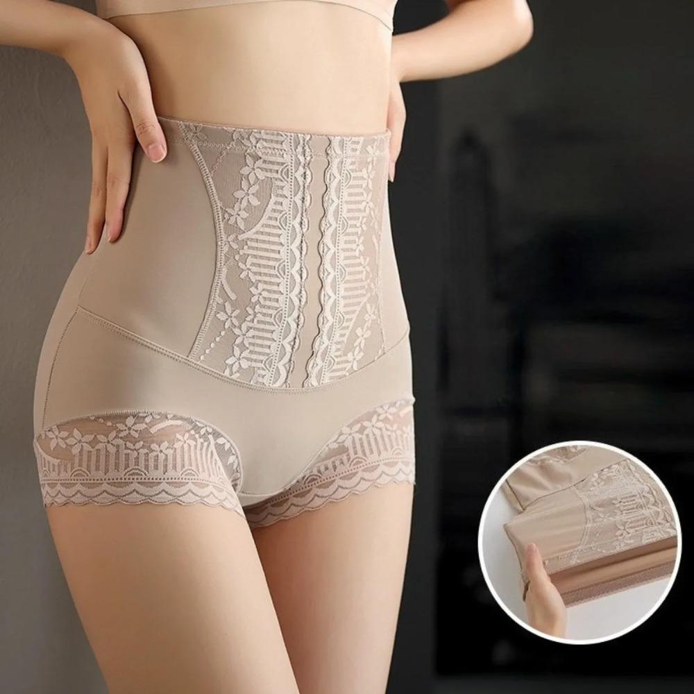 High Waist Seamless Shapewear Control Panties for Women Postpartum Slimming Briefs Everyday Wear Lace Design Body Shapers Women