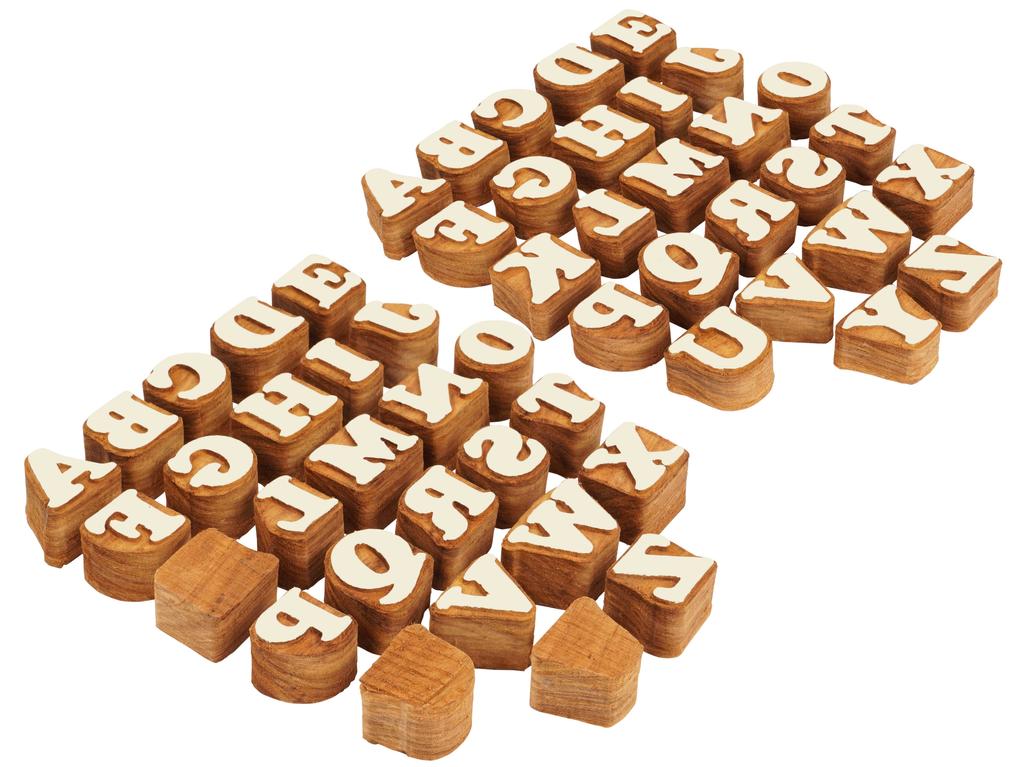 IBA Indianbeautifulart Textile Printing Block Uppercase A-Z Alphabet Hand Carved Wood Letters Wooden Stamp Wood Block