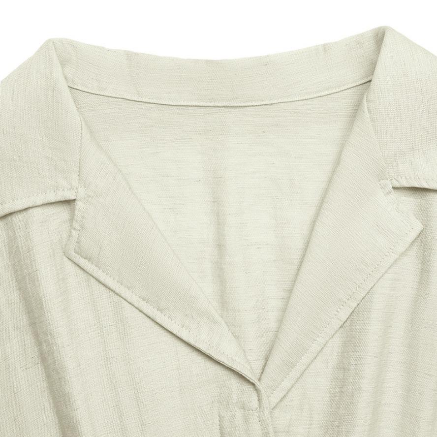 YYFS Kvinnemote Sommer Våren Ensfarget Print Kortermet V-hals Høy midje Uformelle kjoler