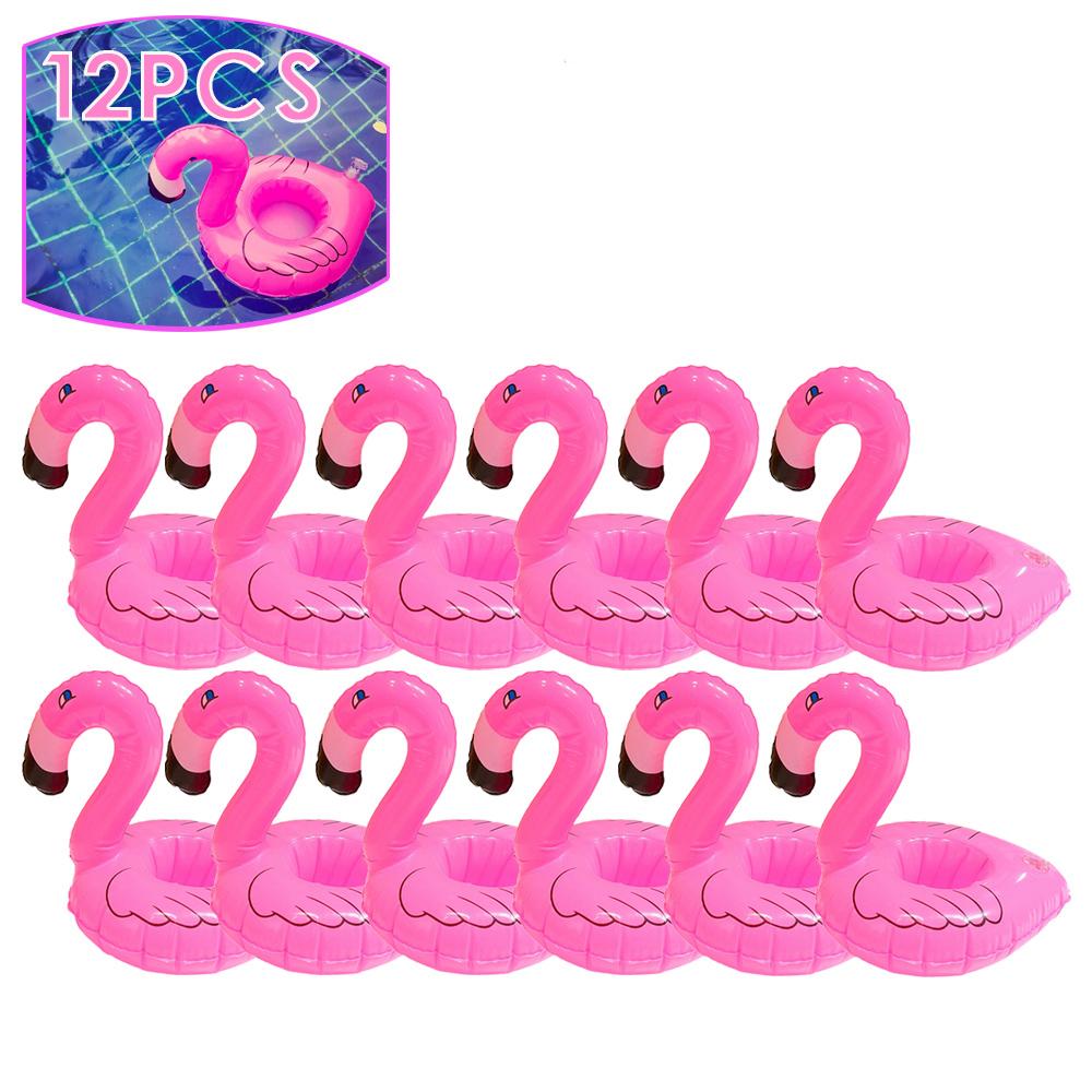 20-1PCS Flamingo Cup Holder Swimming Pool Water Float Inflatable Drink Cup for Pool Drinkware Tray Pink Bird Party Decoration