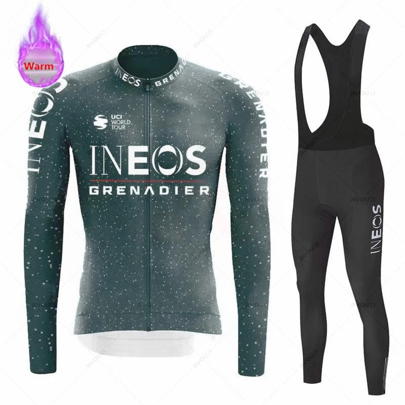 Conjunto de Maillot de Ciclismo de Manga Larga de Forro Polar de Invierno Equipo Granadero Ropa para Bicicleta de Montaña Ropa Ciclismo Traje de Bicicleta de Carreras