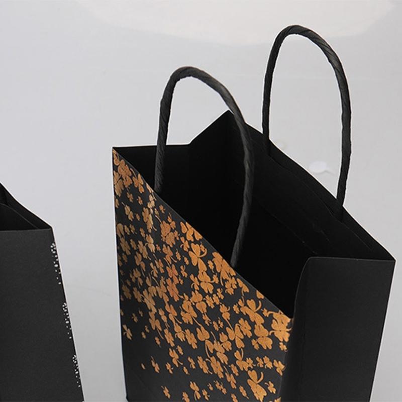 12pcs Kraft Paper Bags with Stylish Hotfoil Embossing Gift Packaging Bags for Weddings and Event Elegant Handbag
