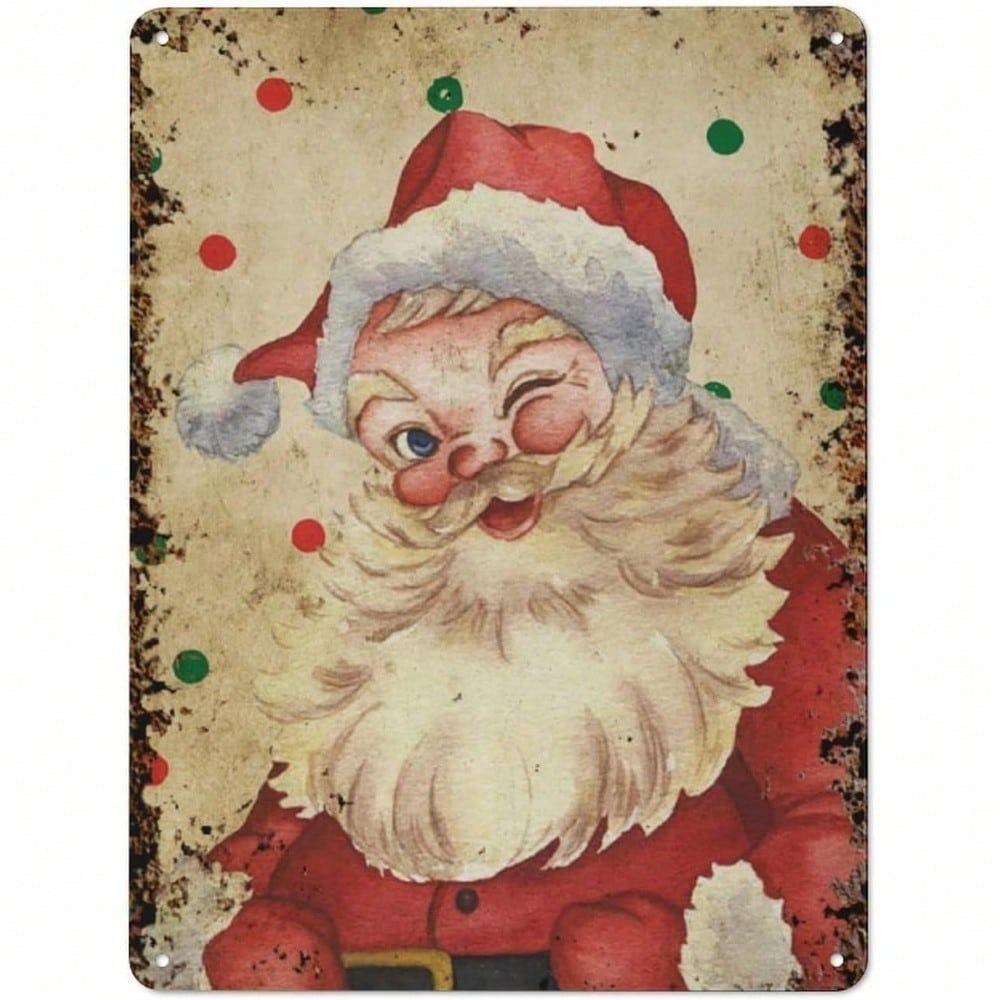 Metal Tin Sign Watercolor Christmas Tree Retro Wall Decor 20x30cm