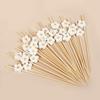 100Pcs Daisy Flower Disposable Bamboo Food Picks Dessert Fruit Forks Kids Birthday Party Wedding Supplies Baby Shower Decoration