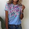 Fashion 3D Print Flower T Shirt Women Summer Round Neck Short Sleeves Tees Girls Casual Street Harajuku Floral Pattern T-shirt