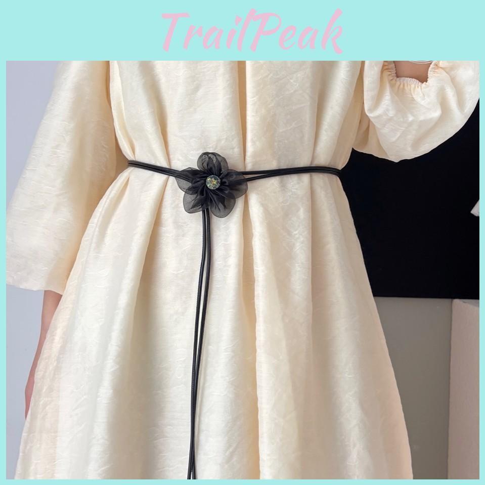 Thin Flower Fabric Waist Belt Women Decorative Dress Sub Accessory Soft Rope