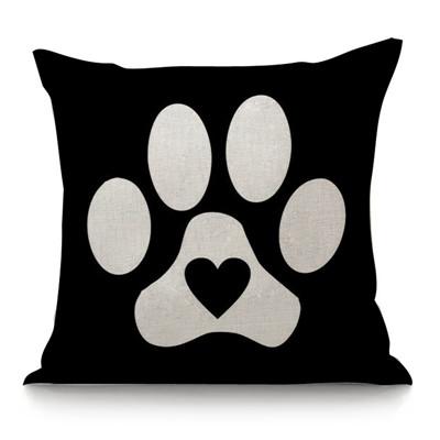 Black Love Letter Pattern Cushion Cover Dog Palm Punk Style Cotton Linen Office Sofa Decorative Throw Pillow Case Cojines