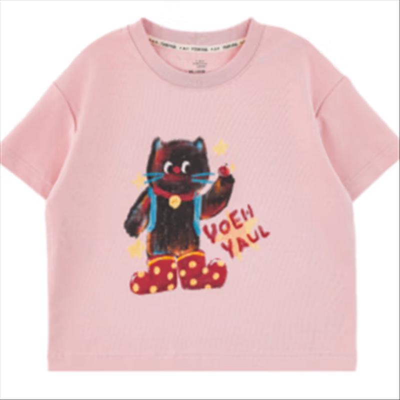 YouYou Girls' Cartoon Antibacterial Short-Sleeve T-Shirt