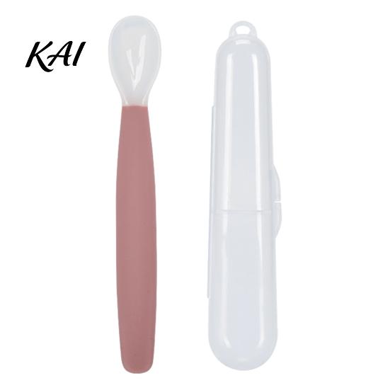 Safe Kitchenware for Kids Silicone Baby Feeding Spoon, Soft Non Slip Training Utensil, Easy BPA Free Utensils Cleaning Complementary Spoon Infants And