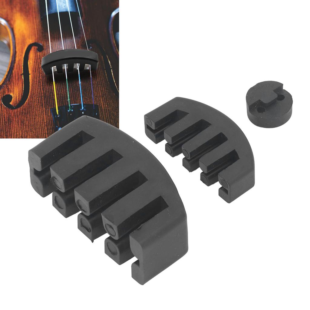 3Pcs Violin Cello Mute Set Claw Round Style Rubber Practice Silencer Soft Aging Resistant