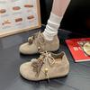 French Retro Beaded Strap Inner Heightening Flat-soled Birkenstocks Women's New Matte Soft-soled Casual Single Shoes