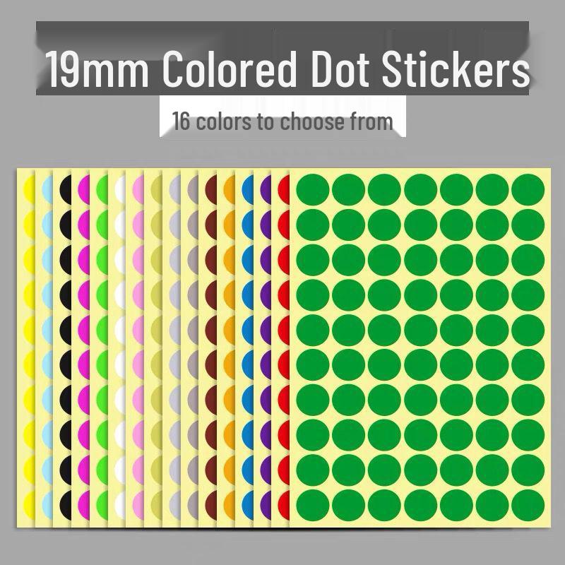 Multicolor Writable Round Dot Stickers - 16 Colors