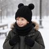 3Pcs/Set Plush Children Scarf Hat Gloves Set Warm Bonnet Gloves Kits Knitted Hats Scarfs  Outdoor
