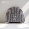 Warm Knitted Wool Hat for Men and Women Korean Version C Letter Embroidered Melon Leather Hat Showing Face with Little Couple Cold Hat Trend