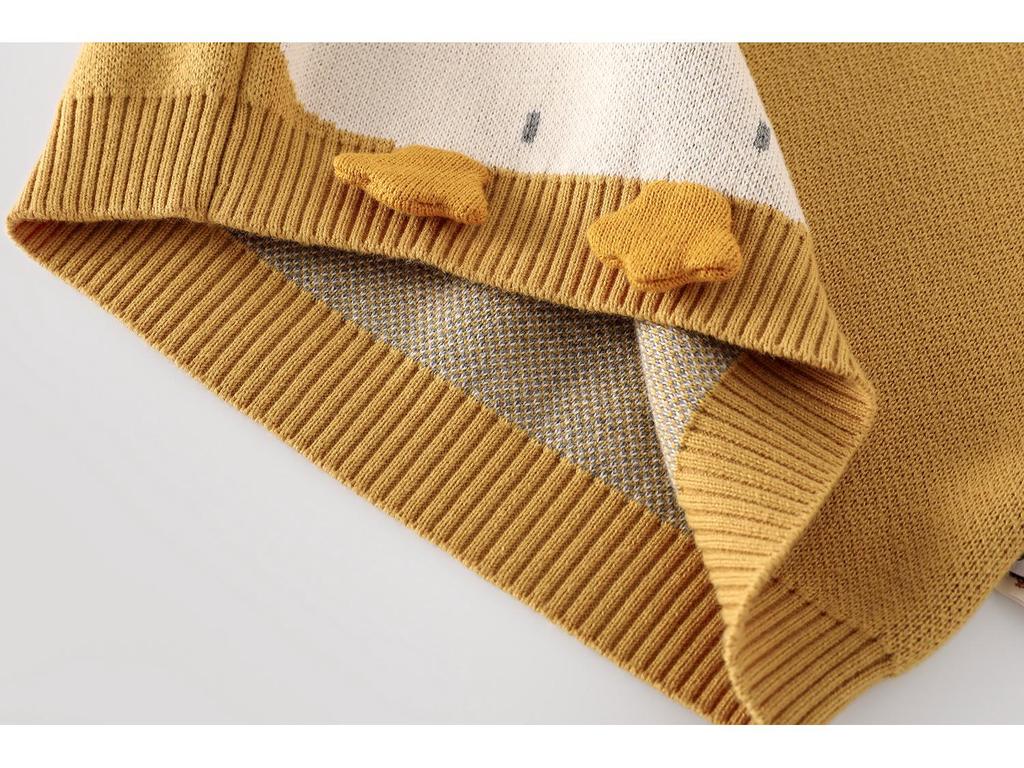 Kids' Korean Style Bear Jacquard Pullover - 2025 Autumn Collection