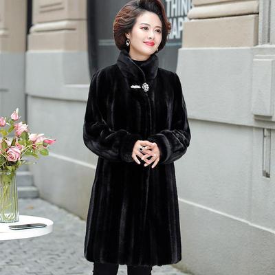 Winter Imitation Fur Coat Women's Medium and Long Coat Years Old 0 Wide Too Much Clothes Thick Winter Clothes