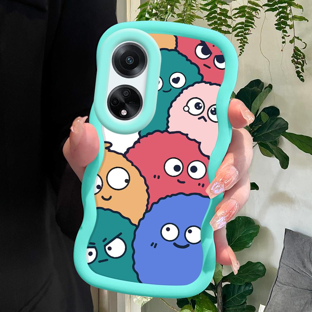 

Окрашенный узор Big Wave Edge Мягкий силиконовый материал Macaron чехол для телефона противоударный защитный резиновый чехол для OPPO Reno Realme OPPO Reno10 Pro 5G синий