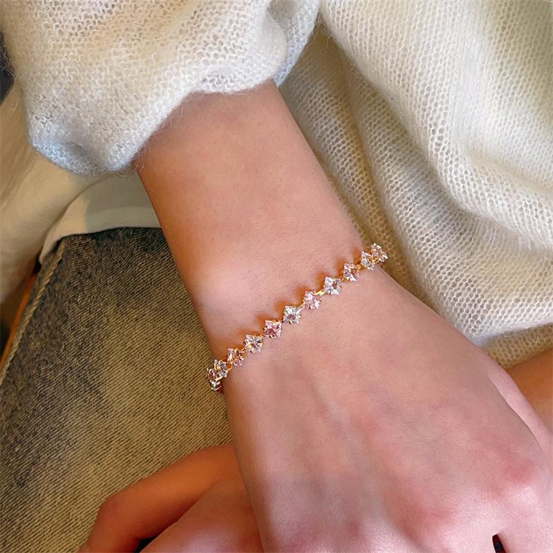 Pink Zircon Bracelet Luxury Shiny Jewelry