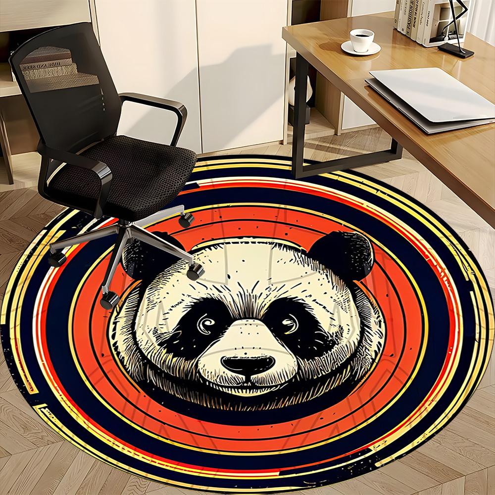 1pc Panda Circle Office Round Area Rug, Under Office Chairs Bedroom Living Room Home Decor, Room Deco, Available in Various Sizes