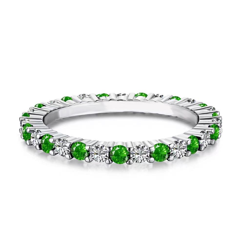 

«Элегантное кольцо с зеленым жадеитом и бриллиантами — модный нишевый дизайн для женщин R8205» Size 6