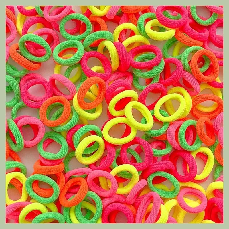 100/300PCS Basic Nylon Ealstic Hair Ties for Girls Colorful Hair Band Ponytail Holder Scrunchie Rubber Band Kid Hair Accessories