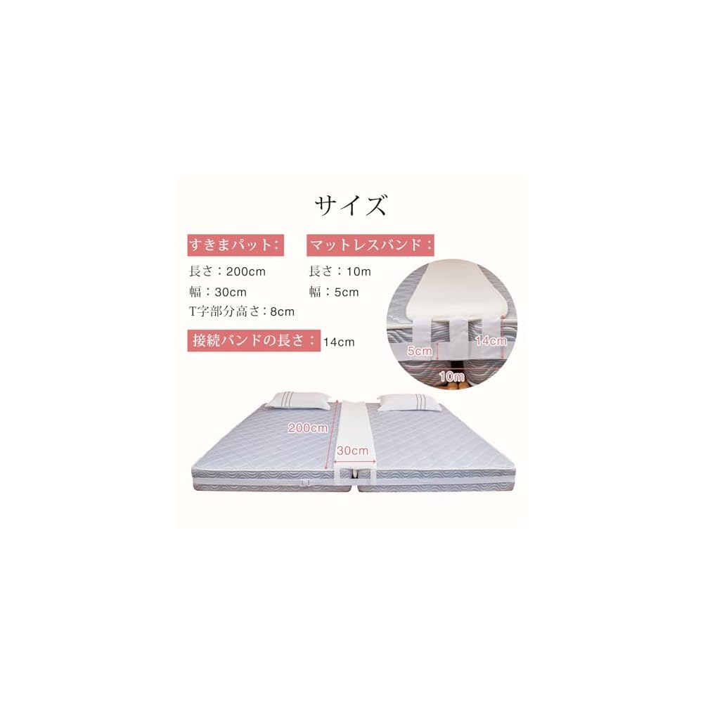 Qucover Wide Gap Pad (30cm width) Mattress Band/Belt Set (2 pieces) - Gap Filler, Prevents