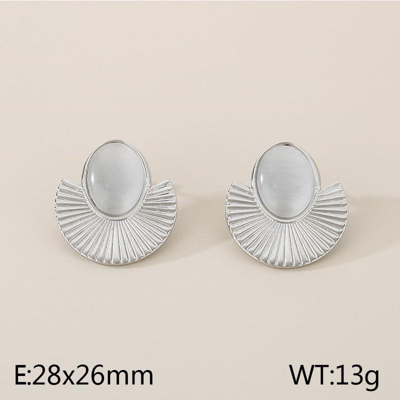 

Stainless Steel Square Cat-Eye Earrings - Retro High-End Minimalist Design