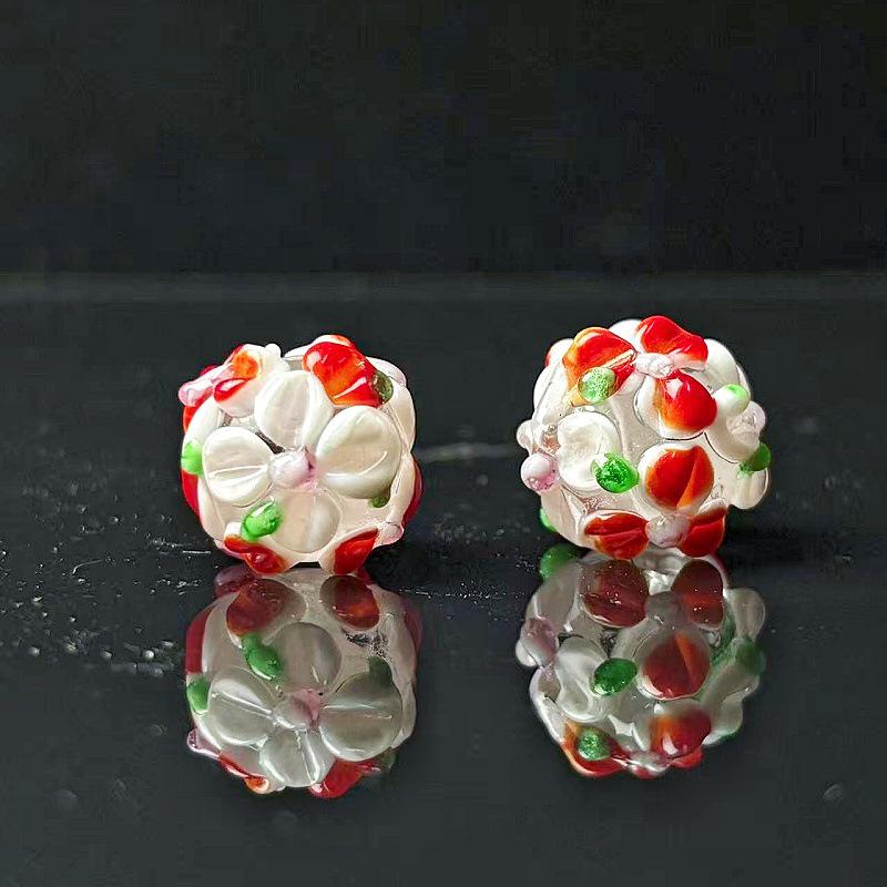 Handmade Two-Color Fired Hydrangea Glass Beads for DIY Jewelry