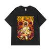275 GSM Washed T-shirts 100% Cotton One Piece V5 Luffy Gears Print Unisex Heavy Cotton T Shirt