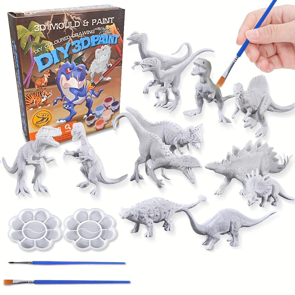 Acquerello Dinosauro Fai da Te - Kit da Colorare Dinosauro per Bambini e Bambine - Set Giocattolo Dinosauro 3D da Colorare, Pittura Artistica Fai da Te per Bambini