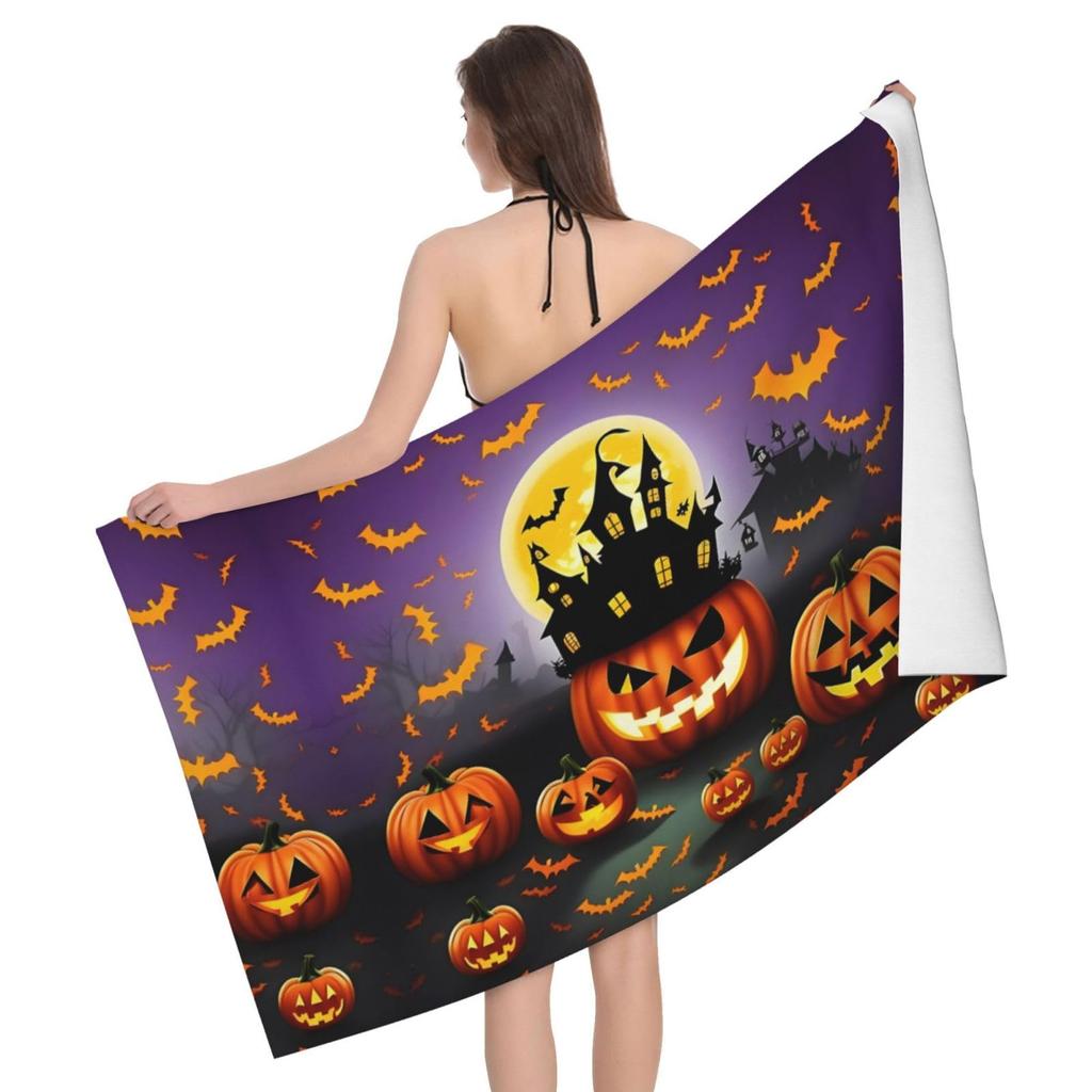 Halloween Beach Towel Microfiber Bath Towels Quick Dry Towel for Swimmers Sand Proof Beach Towels for Hotel Gym Spa Yoga Sports