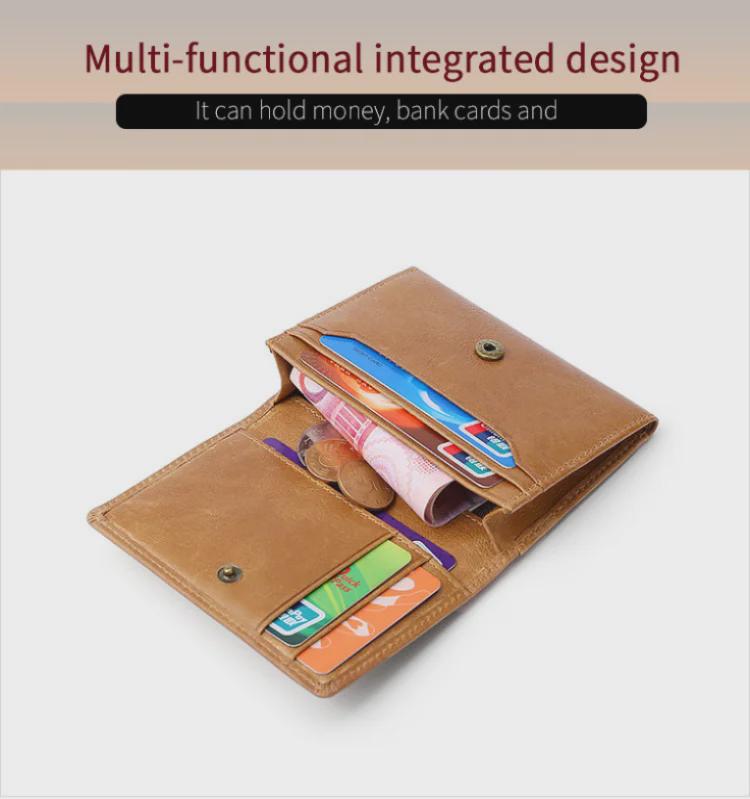 RFID-Diebstahlschutz-Kartenhalter aus gewachstem Rindsleder – Retro-Multifunktionsdesign