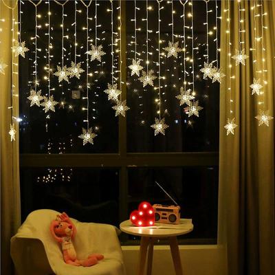 Tenda Luminosa Fiocchi di Neve & Luci Ghiaccioli, Catena Luminosa Decorativa USB per Finestre di Natale e Festività