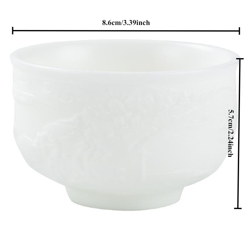 Ice-type Mutton-fat Jade Teacups Qingming Riverside Scene Relief Master Cups Porcelain Ceramic Tea Bowls Chinese Kungfu Teaware