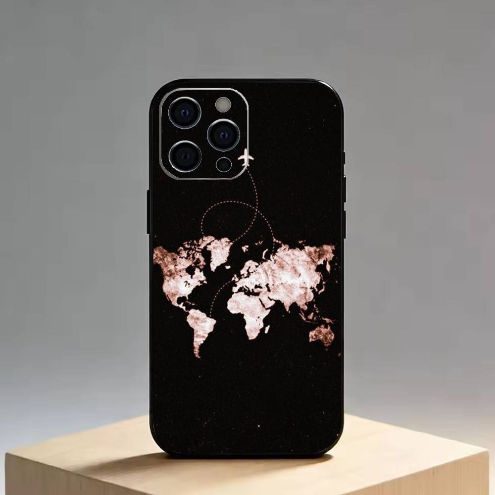 Travel-Inspired Airplane Route   Phone Case For iPhone 17,16,15,14,13,12,11 Plus,Pro Max,XS,Soft Silicone Black Cover