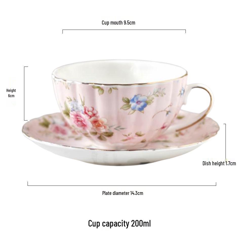 European Ceramic Floral Coffee & Tea Cup Set with Saucer – Home Use for English Afternoon Tea