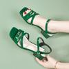  Sandalias Femininas Women Cute Green Patent Leather Peep Toe Sandal Shoes Lady Casual Black Comfort Black Shoes Ab473